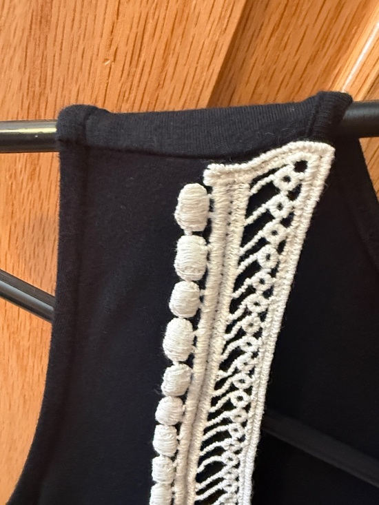 Soma Black Tank Top with Cream Crochet V-Panel - Picture 8 of 8